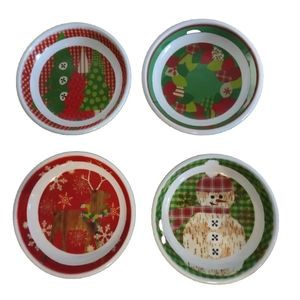 Cypress Home 4 Mini Christmas Condiment Appetizer Small Servings Bowls 4" Vtg